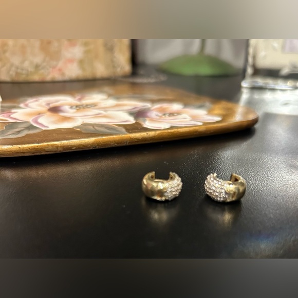 18 Karat Gold and Pave Diamond Huggie Earrings - Picture 3 of 13